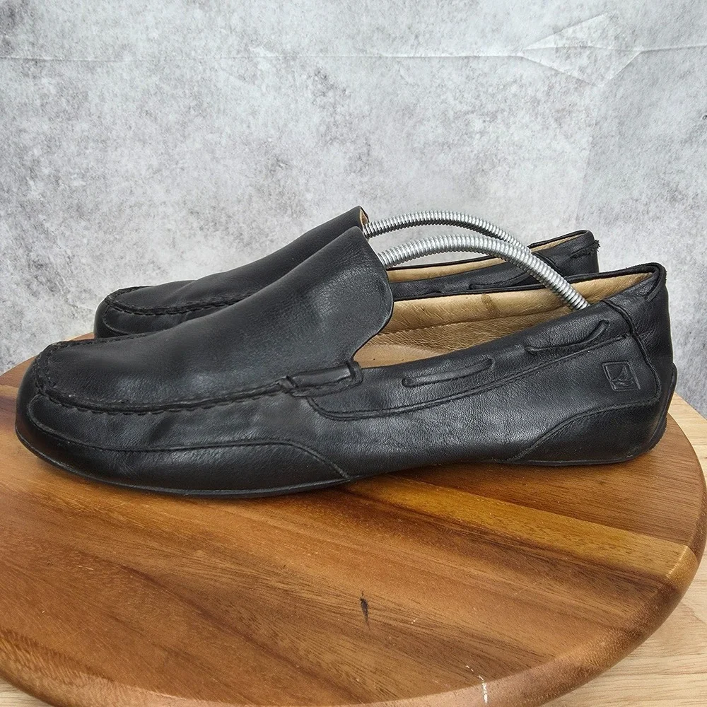 Sperry Top-Sider Driving Shoes Mens‎ 11.5 Black Leather Boat Loafers Moccasins